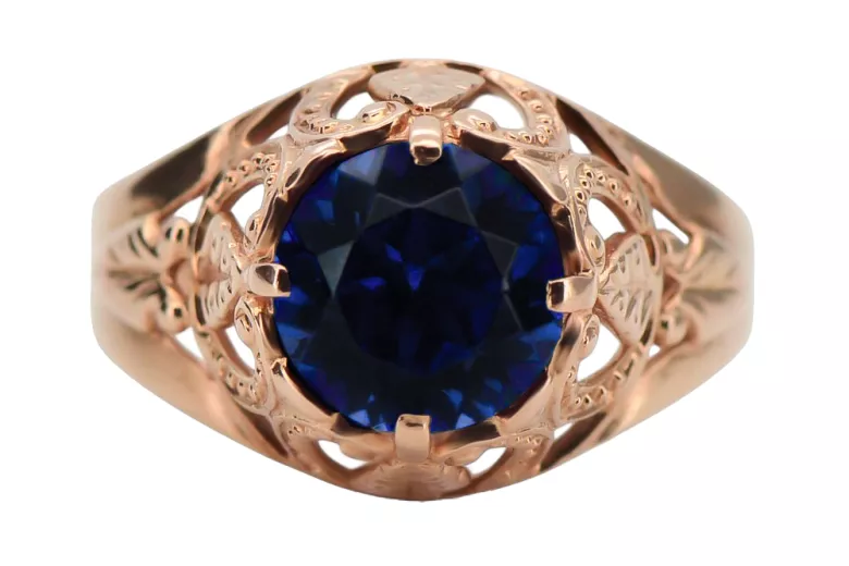Ring Sapphire Original Vintage 14K Rose Gold Vintage Jewlery vrc080r